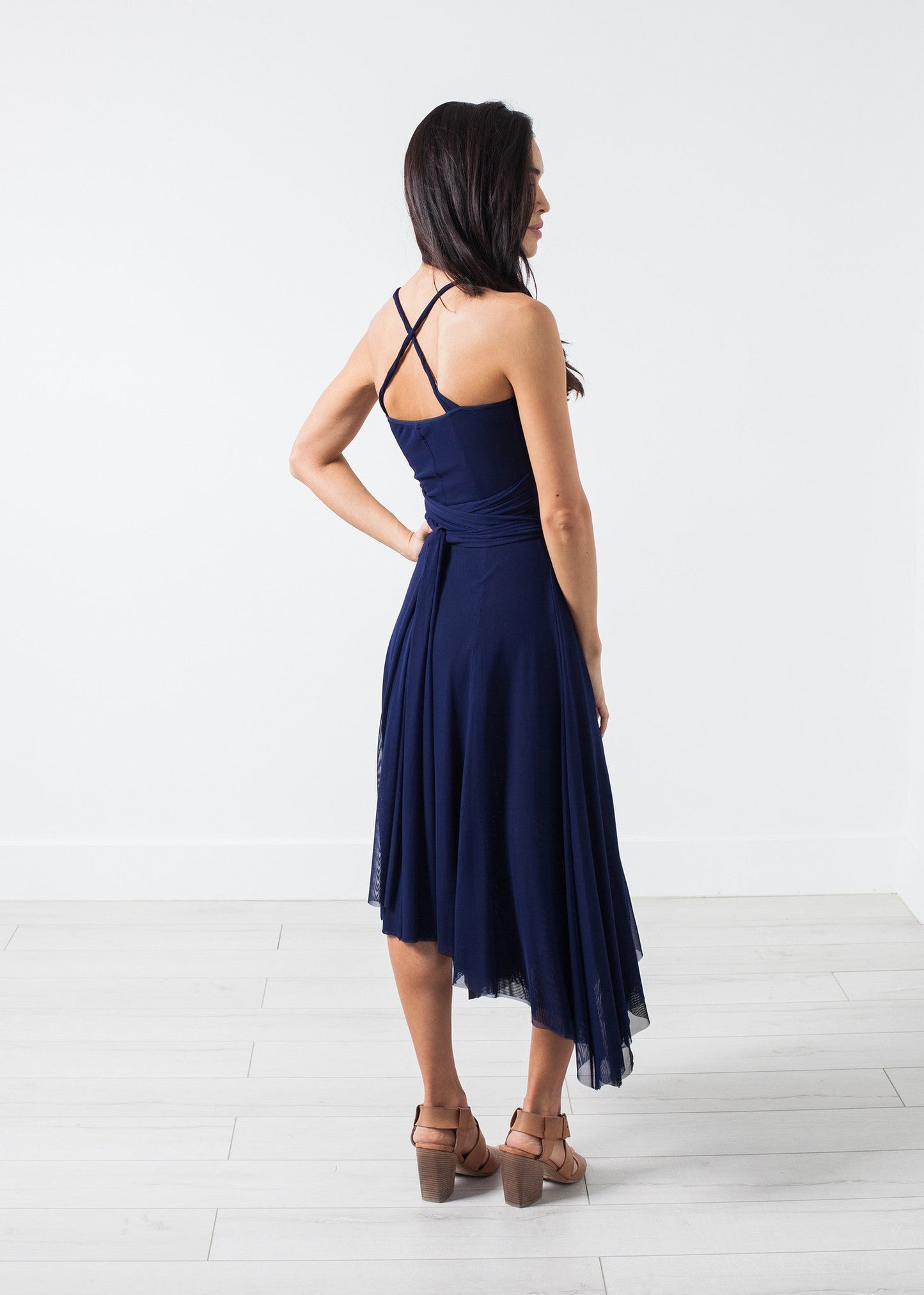 Ruched Party Dress in Navy