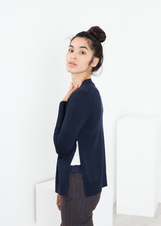 Square Cardigan in Navy