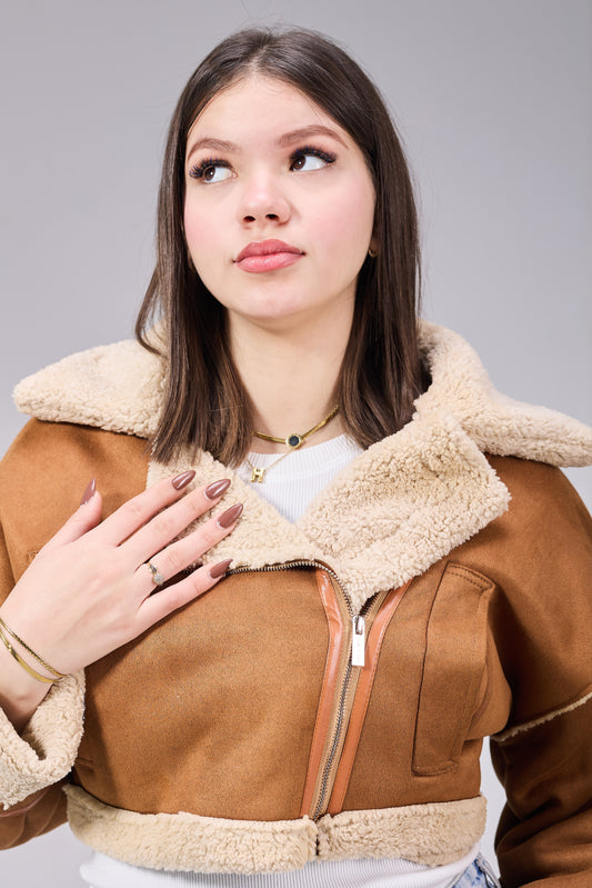 Fur lined wool jacket